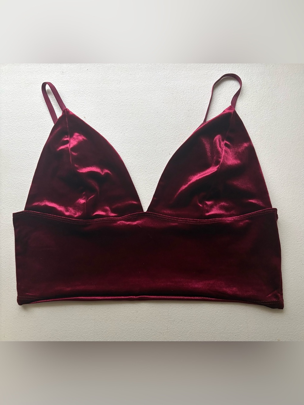 Garage Women’s Red Velvet Bralette Size L
In excellent condition clean
16” acros